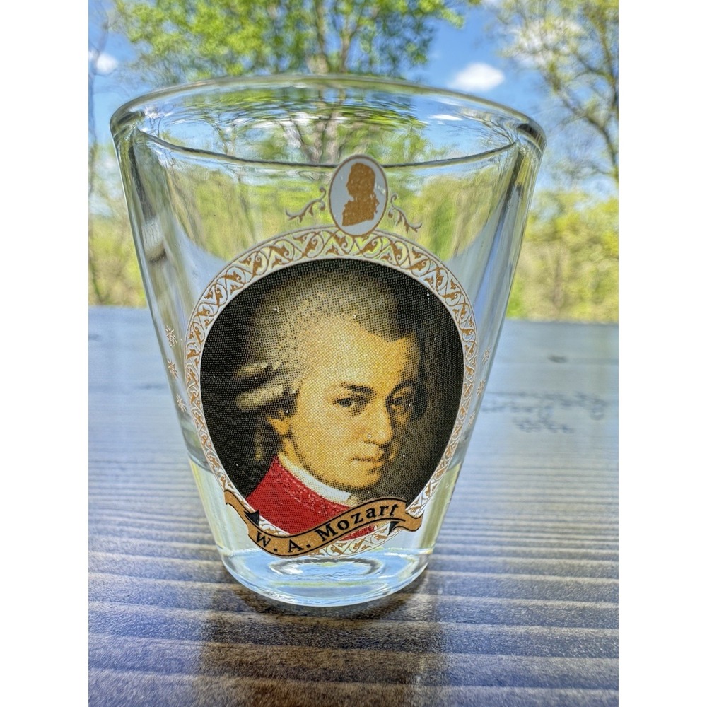 Mozart Shot Glass Vintage‎ W.A. Mozart Portrait Barware Collectible